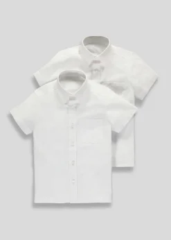 Boys 2 Pack White Generous Fit Short Sleeve School Shirts (6-16yrs)