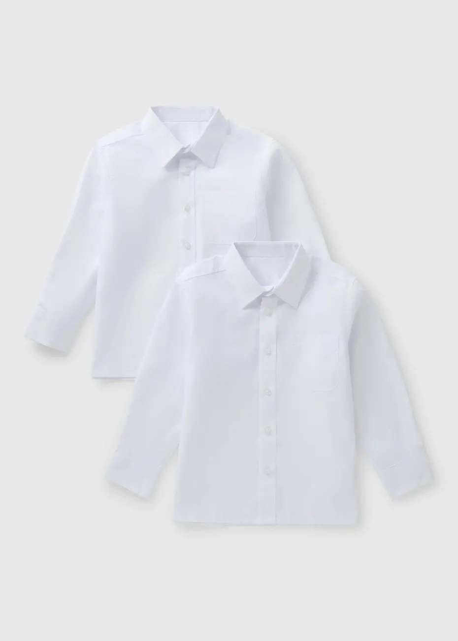 Boys 2 Pack White Long Sleeve School Shirts (6-16yrs)