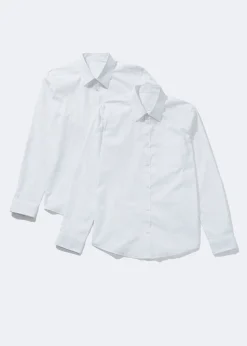 Boys 2 Pack White Skinny Stretch School Shirts (8-16yrs)