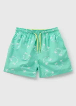 Boys Aqua Smiley Face Swim Shorts (1-7yrs)