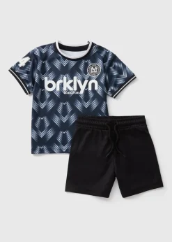 Boys Black Football T-Shirt & Shorts Set (1-7yrs)