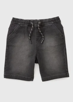 Boys Black Knitted Denim Shorts (7-15yrs)