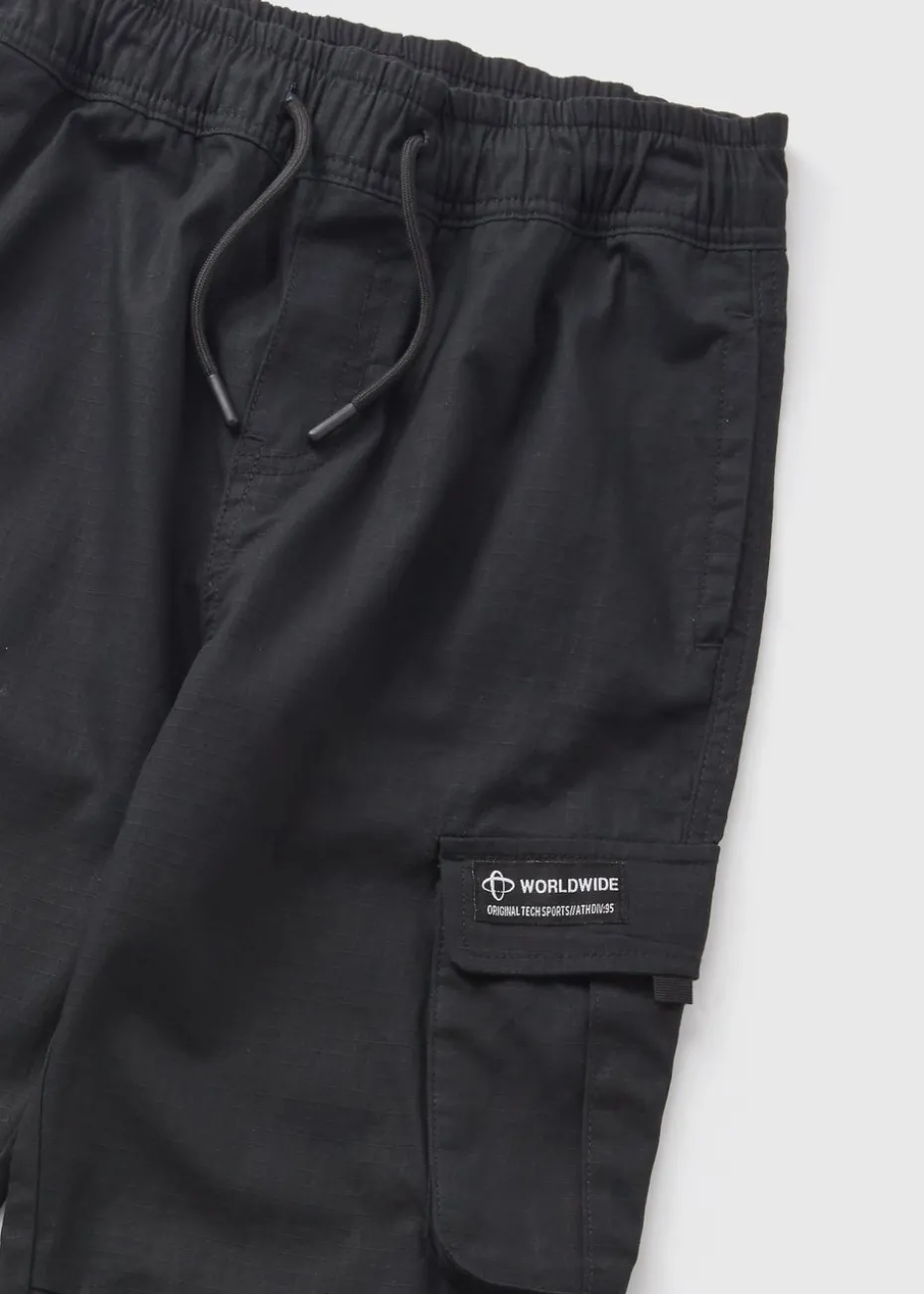 Boys Black Ripstop Cargo Trousers (7-15yrs)