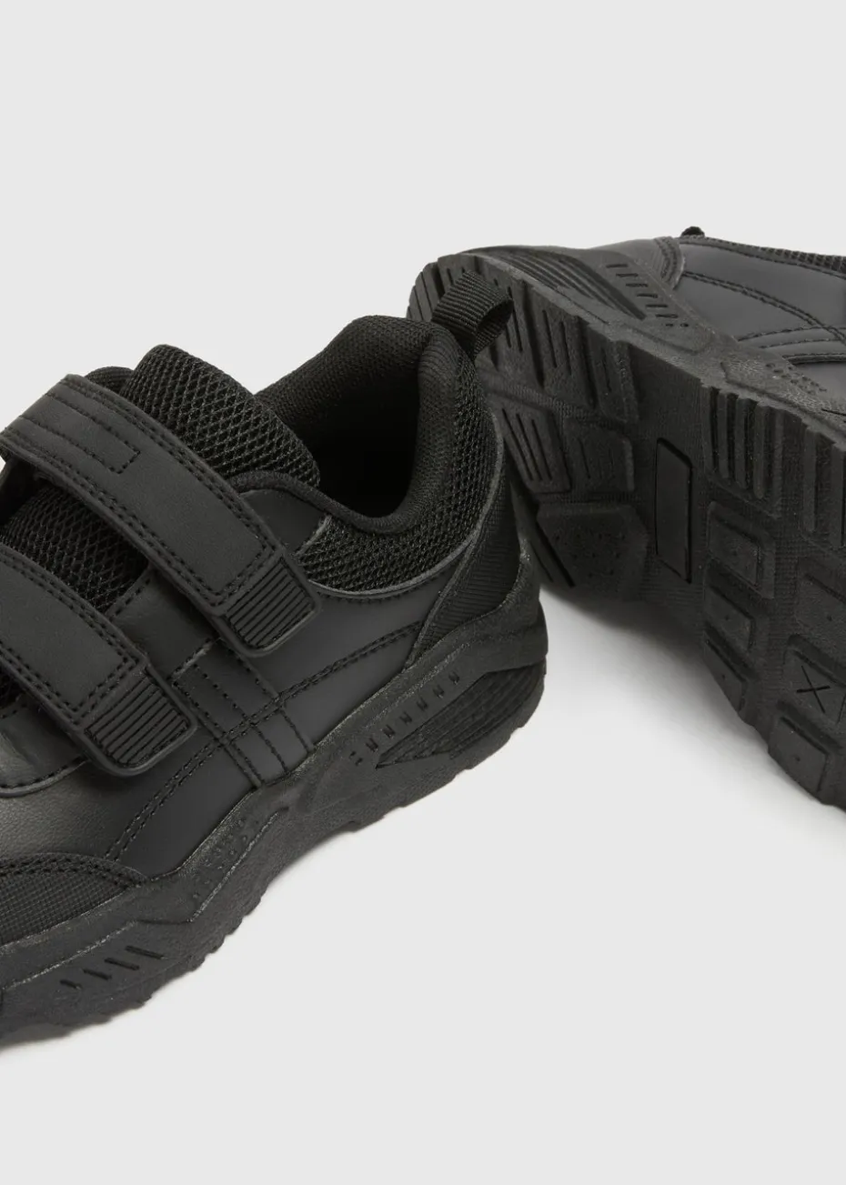 Boys Black Scuff Resistant School Trainers (Younger 8-Older 6)
