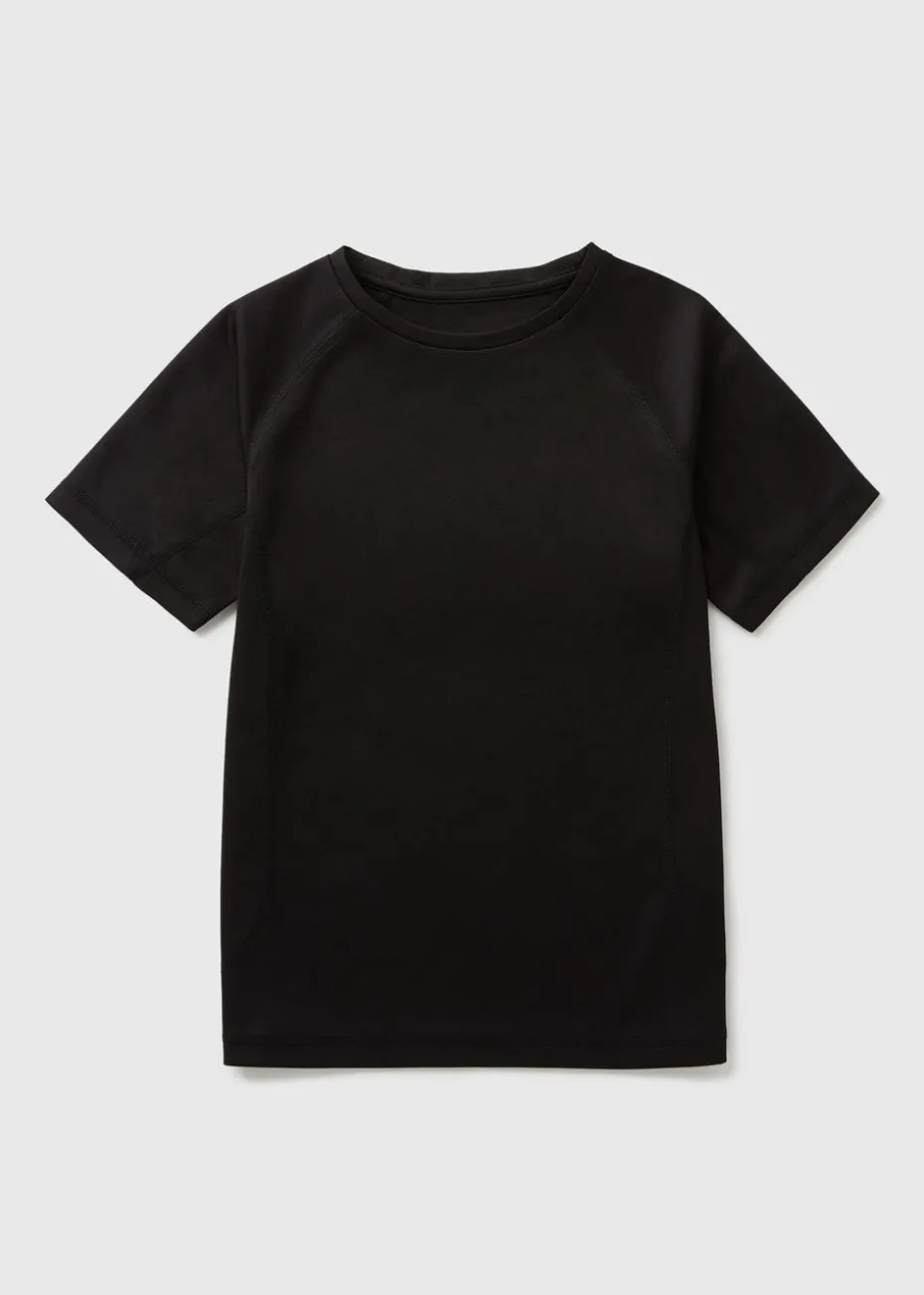 Boys Black Sports T-Shirt (4-12yrs)