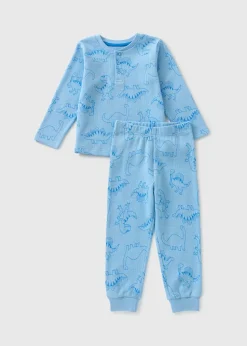 Boys Blue Dino Waffle Pyjama Set (1-7yrs)