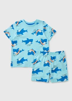 Boys Blue Shark Short Pyjama Set (1-7yrs)