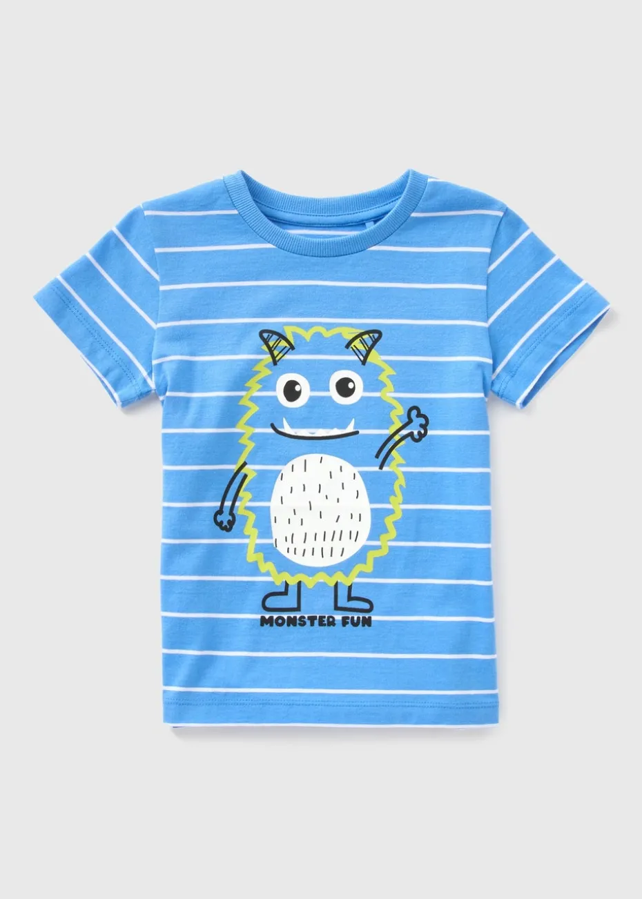 Boys Blue Stripe Monster Stripe T-Shirt (1-7yrs)