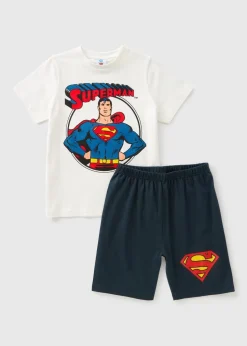 Boys Cream Superman Shortie Pyjama Set (3-13yrs)