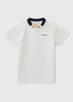 Boys Cream Textured Baseball Polo Shirt (7-15yrs)