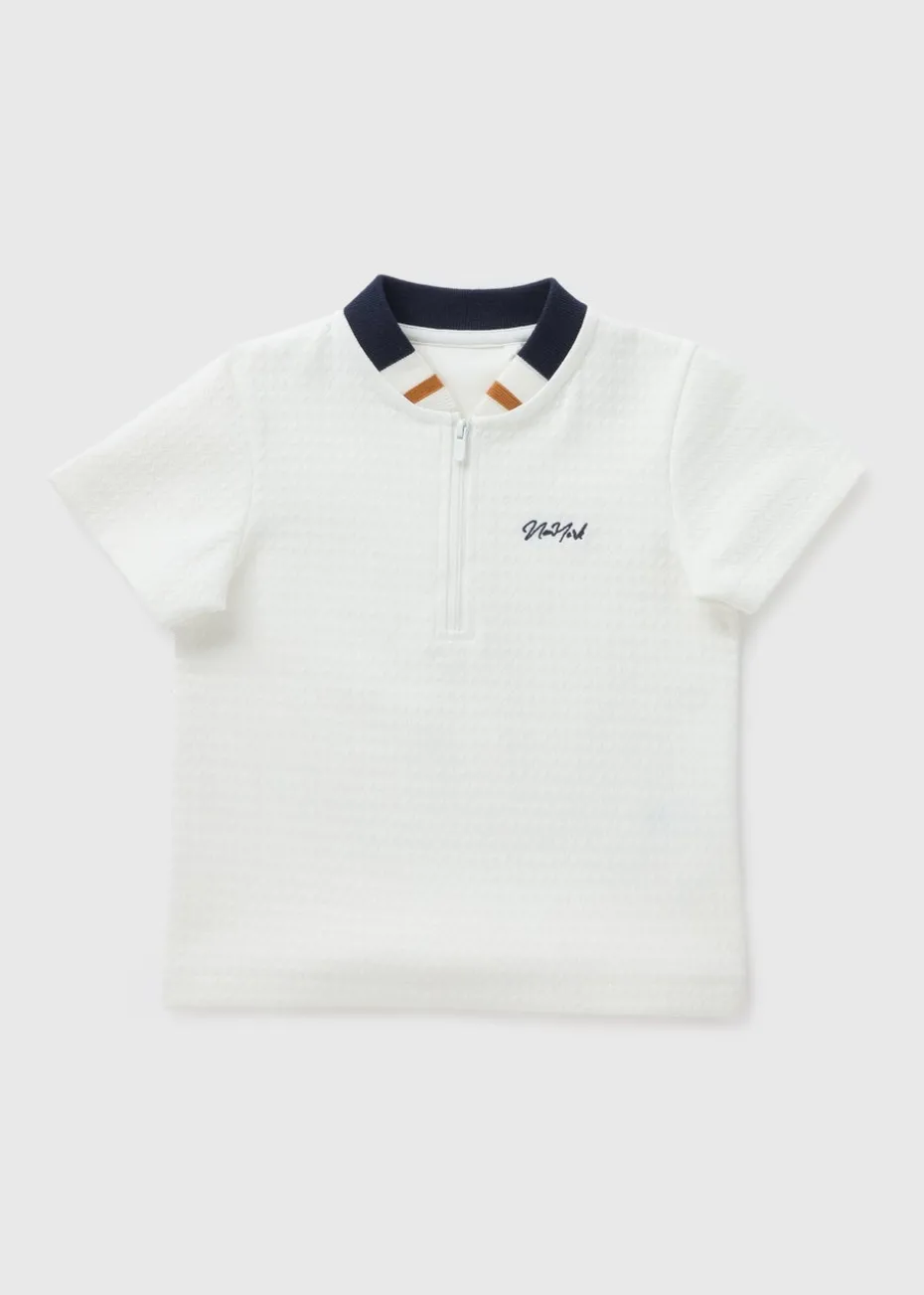 Boys Ecru Textured Baseball Polo Shirt (1-7yrs)