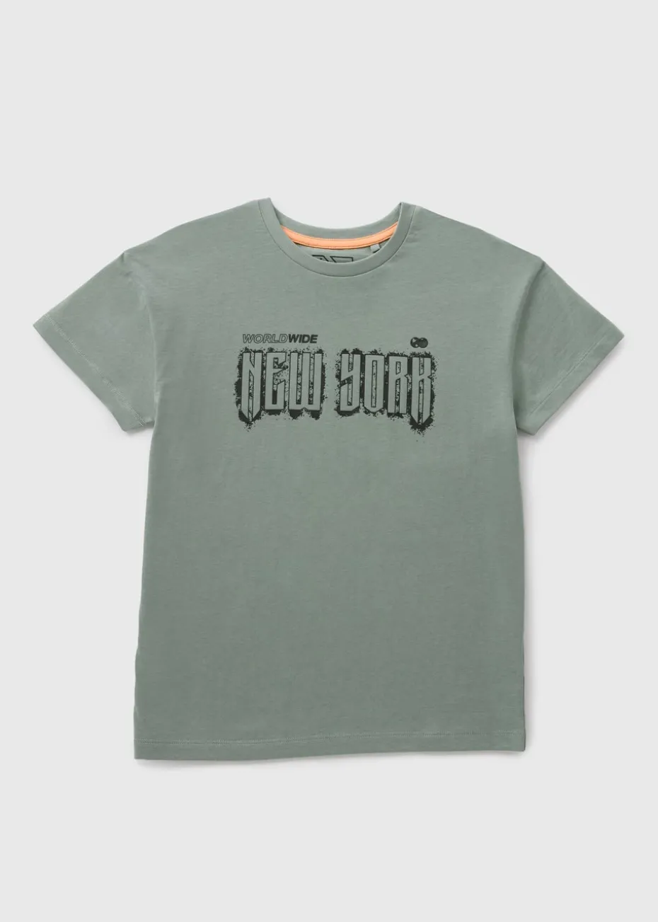 Boys Green Gothic New York T-Shirt (7-15yrs)