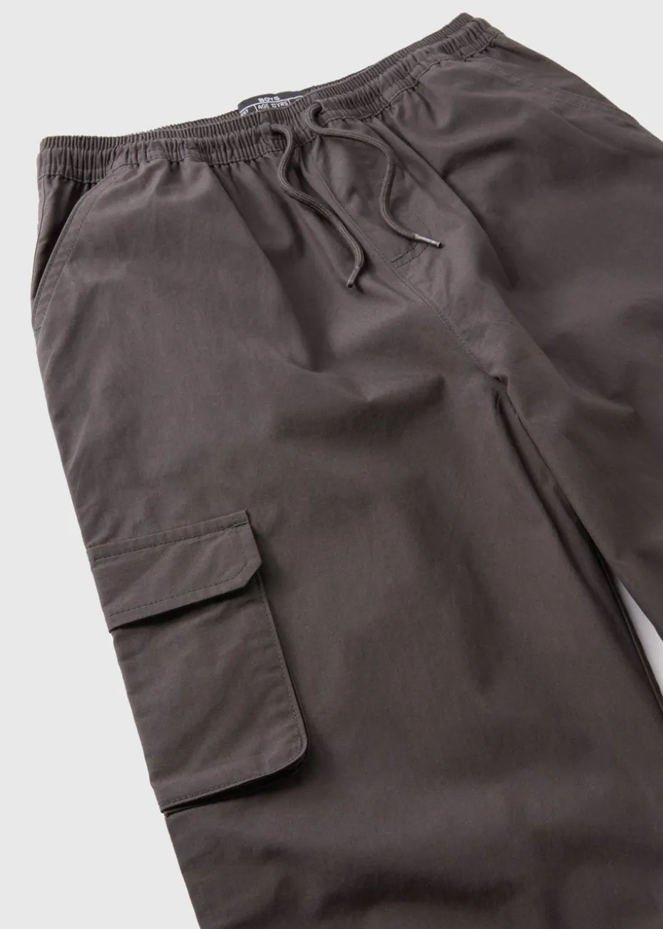 Boys Grey Poplin Cargo Trousers (7-15yrs)