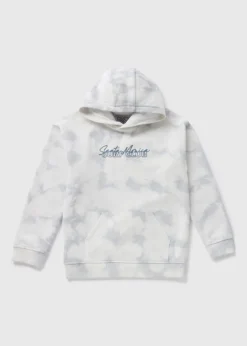 Boys Grey Tye Dye Printed Hoodie