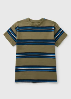 Boys Khaki Textured Stripe T-Shirt (7-15yrs)