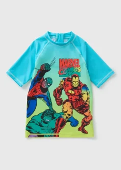 Boys Marvel Blue Rash Vest (4-13yrs)