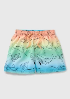 Boys Multicolour Ombre Sea Animal Swim Shorts (1-7yrs)