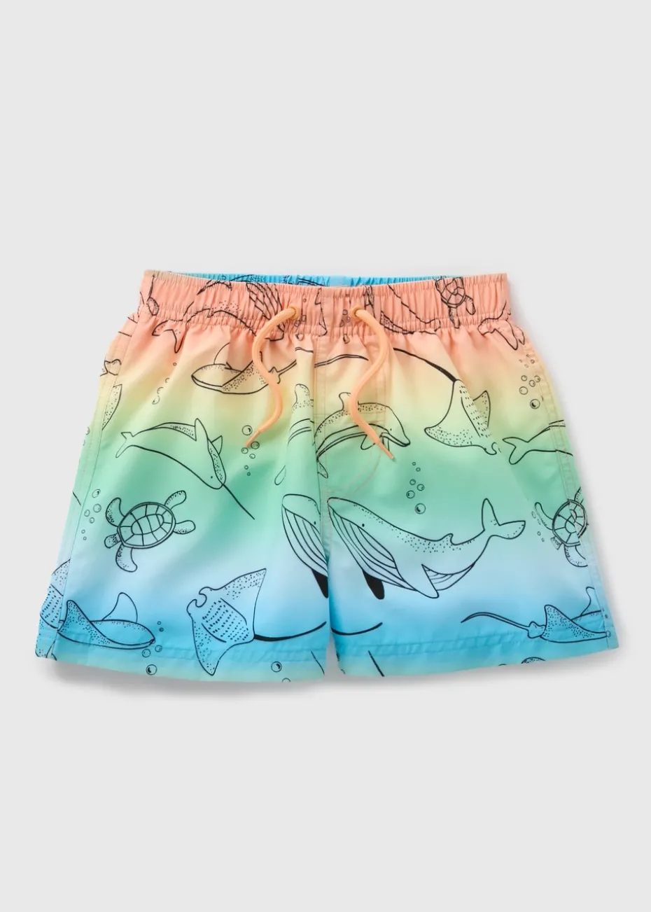 Boys Multicolour Ombre Sea Animal Swim Shorts (1-7yrs)