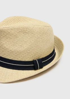 Boys Natural Straw Trilby Hat (3-10yrs)