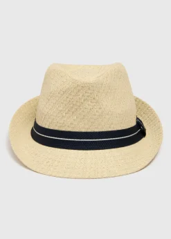 Boys Natural Straw Trilby Hat (3-10yrs)