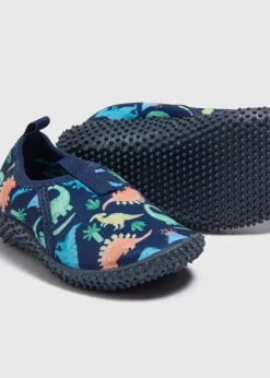 Boys Navy Dino Swim Shoes (Younger 4-12)