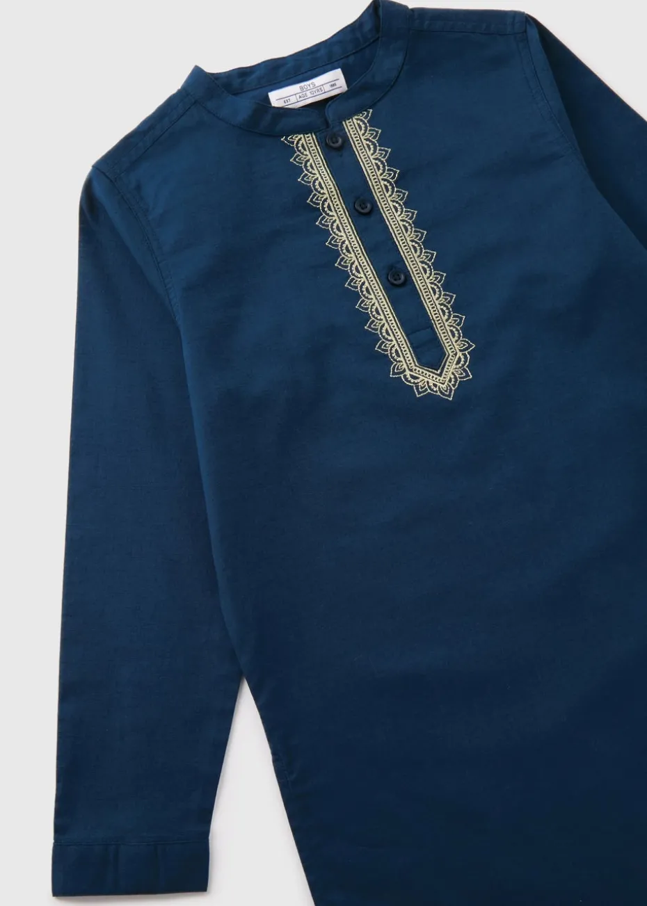 Boys Navy Kurta Shirt (7-15yrs)