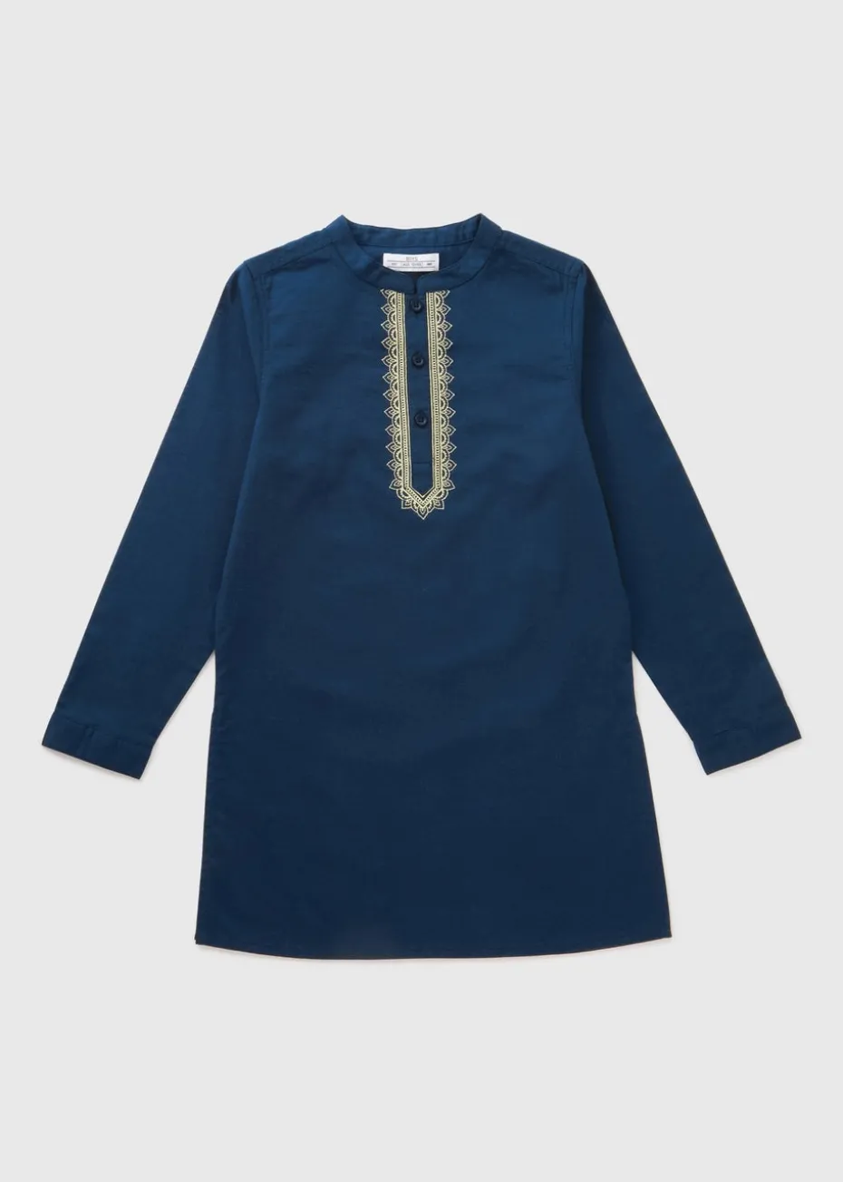 Boys Navy Kurta Shirt (7-15yrs)
