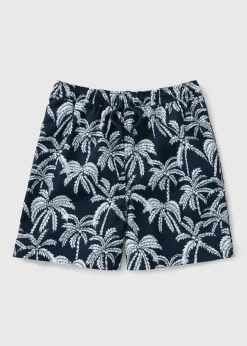 Boys Navy Palm Print Swim Short (7-15yrs)