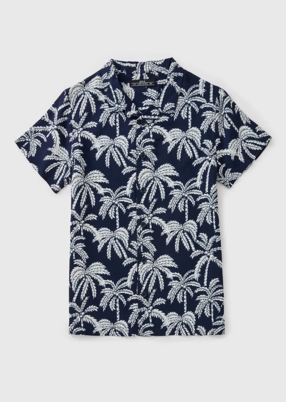 Boys Navy Palm Shirt (7-15yrs)