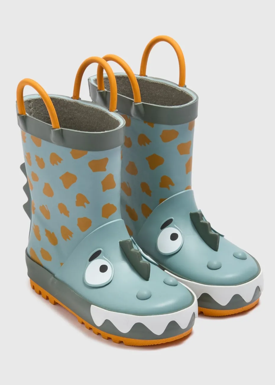 Boys Sage Dino Wellies