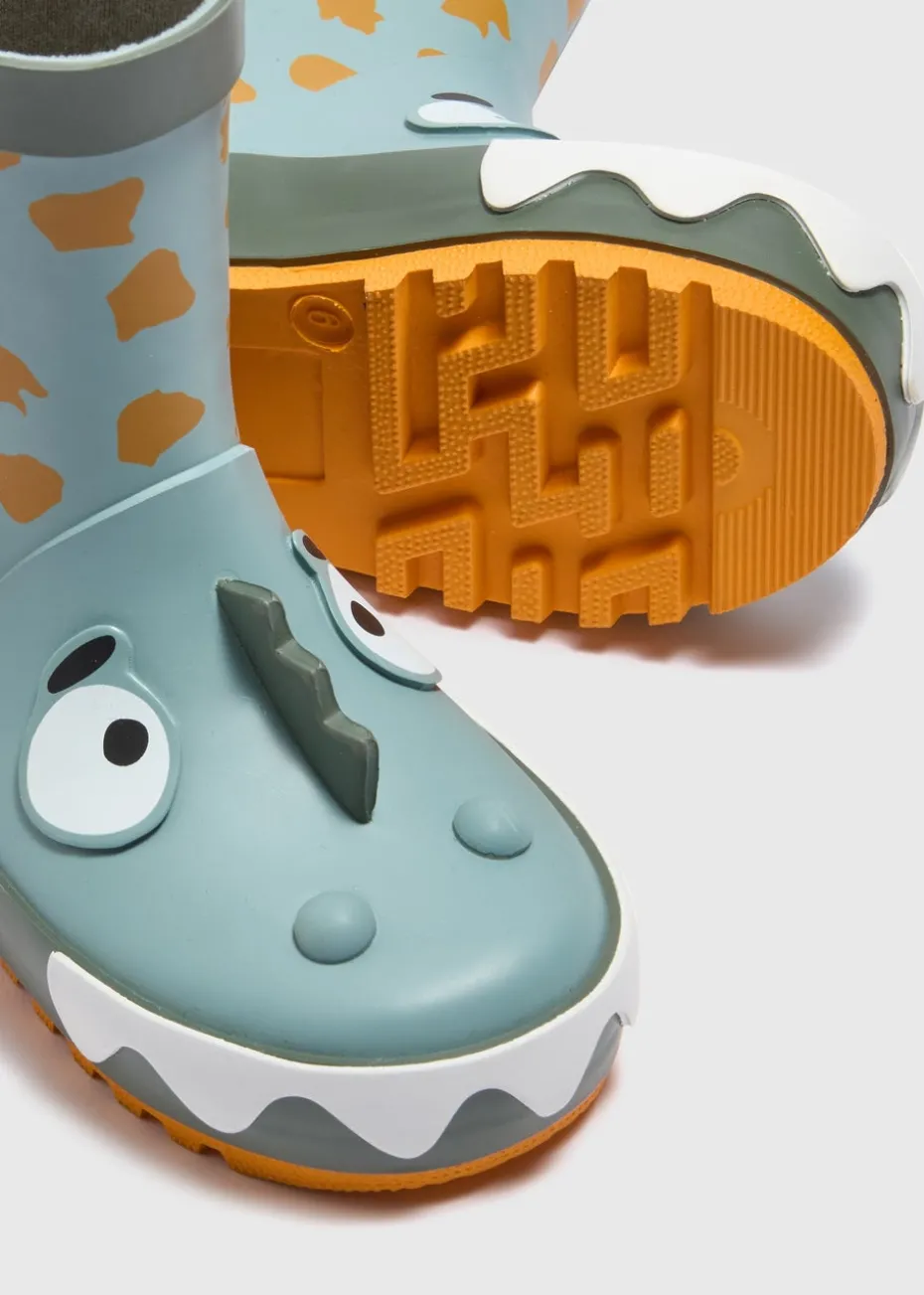 Boys Sage Dino Wellies
