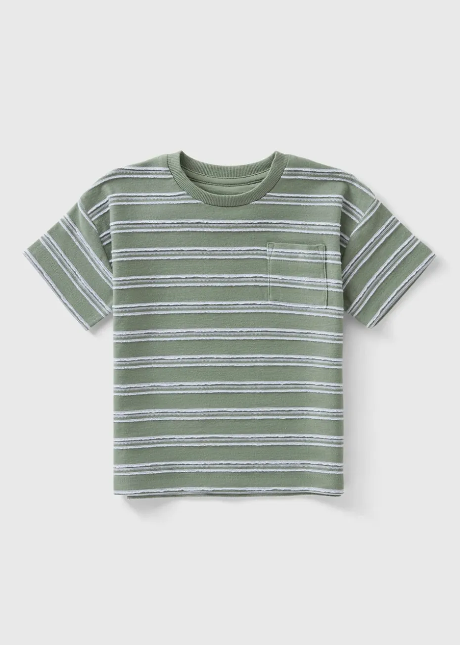 Boys Sage Green Striped T-Shirt (1-7yrs)