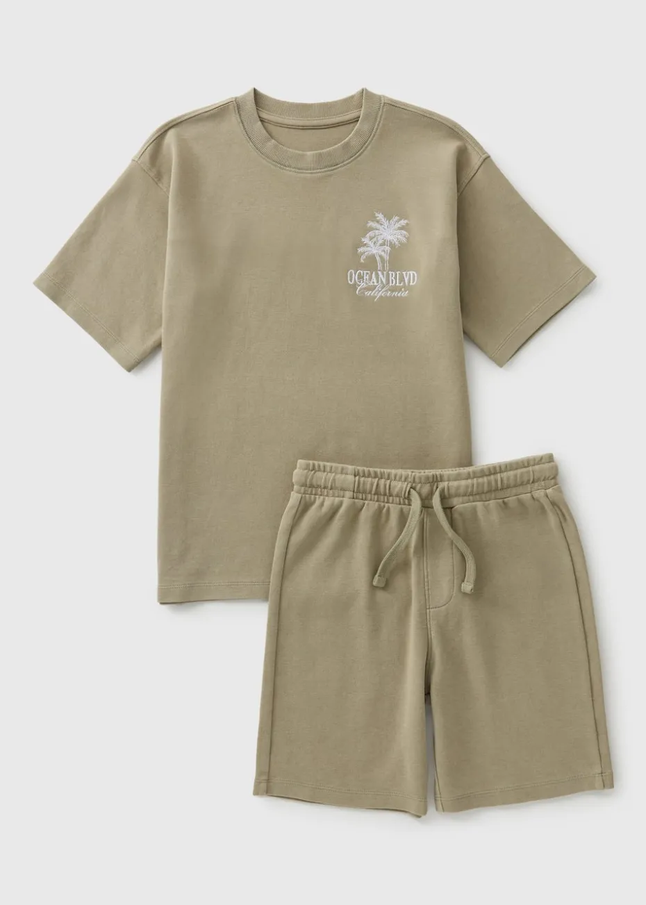 Boys Sage Palm Beach T-Shirt & Shorts Set (7-15yrs)