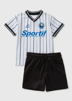 Boys White Football T-Shirt & Shorts Set (1-7yrs)
