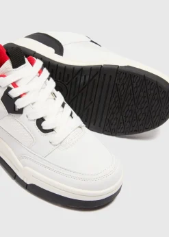 Boys White Mid Top Trainers (Younger 10-Older 6)