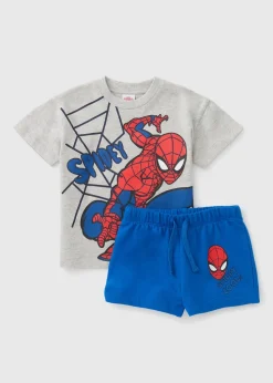 Boys White Spiderman T-Shirt & Shorts Set (1-7yrs)