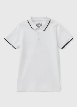 Boys White Tipped Polo Shirt (7-15yrs)