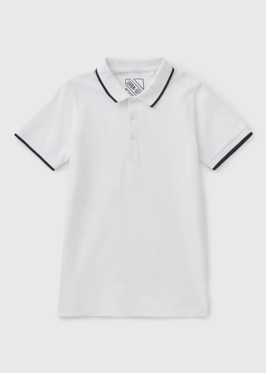 Boys White Tipped Polo Shirt (7-15yrs)