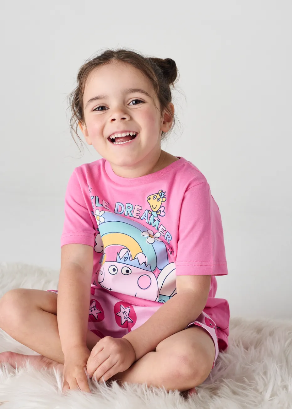 Brand Threads Peppa Pig Pink Short Pyjama Set (12 Months - 5 Years)