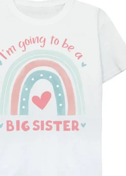 Brands In Big Sister Rainbow Girls White T-Shirt