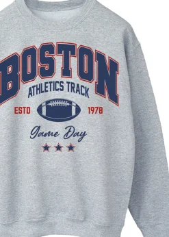 Brands In Boston Athletics Track Adult Heather Grey Sweatshirt