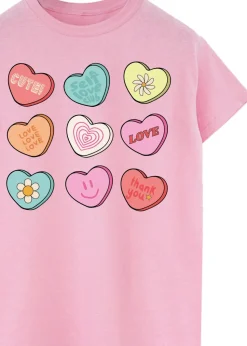 Brands In Candy Hearts Pink Boyfriend Fit T-Shirt
