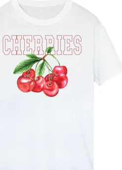 Brands In Cherry Collegial White Boyfriend Fit Graphic T-Shirt