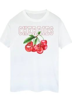 Brands In Cherry Collegial White Boyfriend Fit Graphic T-Shirt