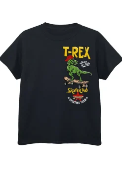 Brands In Dinosaur T-Rex Born To Win Kids Black T-Shirt (3-13 Years)