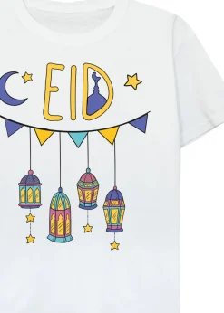 Brands In Eid Lanterns Banner Kids White T-Shirt