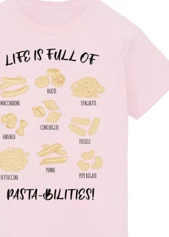 Brands In Life Is Full Of Pasta-bilities Kids Pink Graphic T-Shirt (3-13 Years)