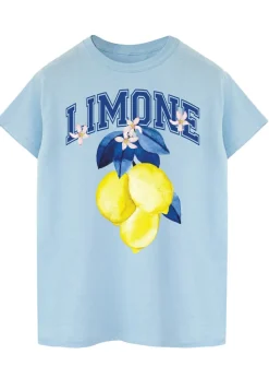 Brands In Limone Fruit Light Blue Boyfriend Fit Graphic T-Shirt