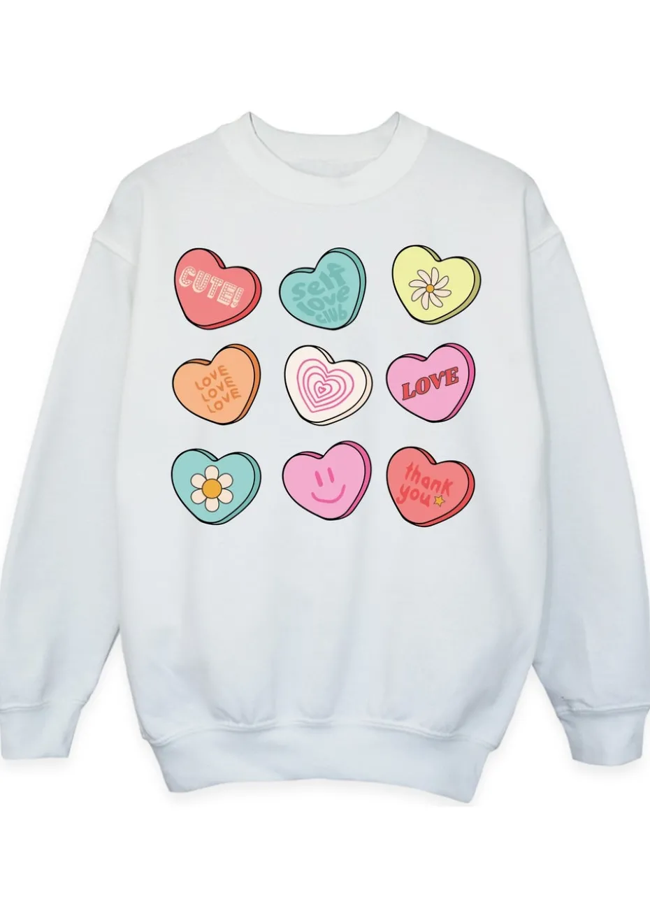 Brands In Love Candy Hearts Girls White Sweatshirt (3-13 Years)