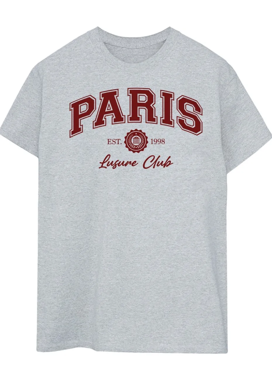 Brands In Paris Leisure Club Grey Boyfriend Fit Graphic T-Shirt